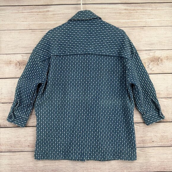 Zow Zow Striped Embroidered Denim Snap Down Jacket‎ Women's Large Blue/White - Picture 2 of 12